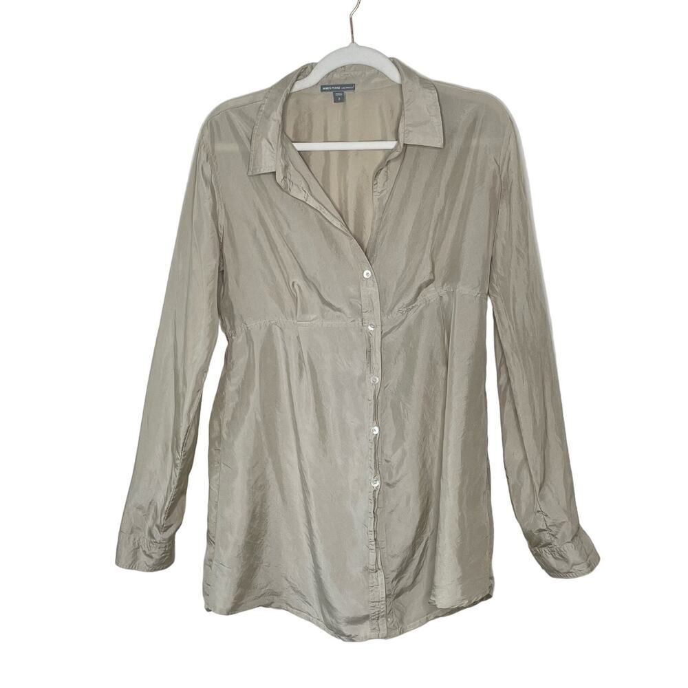 James Perse Silk Tunic Blouse Women's Large Tan